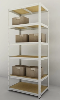 Kovový regál Futur 2700x900x600/6, bílá, 350kg/pol.