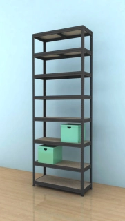 Kovový regál Futur 2700x900x600/8, černá, 350kg/pol.