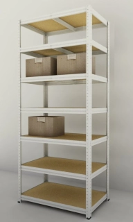 Kovový regál Futur 2700x1200x600/7, bílá, 200kg/pol.