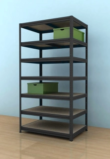 Kovový regál Futur 2700x1200x600/7, černá, 200kg/pol.