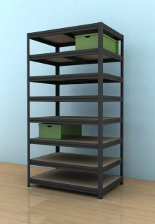 Kovový regál Futur 2100x900x600/8, černá, 350kg/pol.