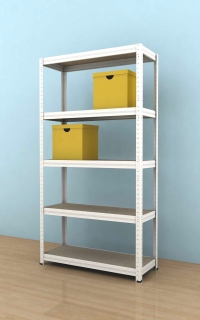 Kovový regál Futur 2100x900x350/5, bílá, 250kg/pol.