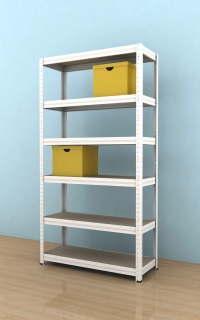 Kovový regál Futur 2100x900x350/6, bílá, 250kg/pol.