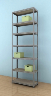 Kovový regál Futur 2700x900x450/7, pozink, 250kg/pol.