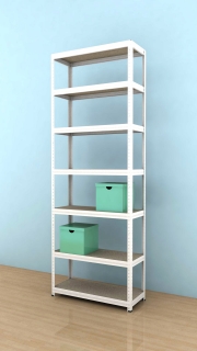 Kovový regál Futur 2400x900x350/7, bílá, 250kg/pol.