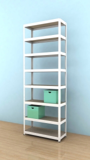 Kovový regál Futur 2400x900x350/8, bílá, 250kg/pol.