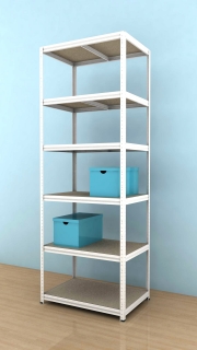 Kovový regál Futur 2400x900x600/6, bílá, 350kg/pol.