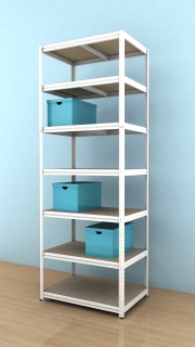 Kovový regál Futur 2400x900x600/7, bílá, 350kg/pol.