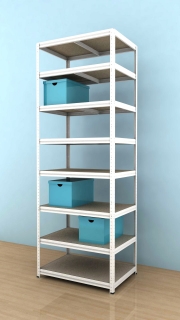 Kovový regál Futur 2400x900x600/8, bílá, 350kg/pol.