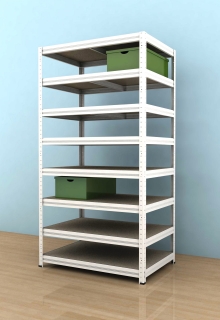 Kovový regál Futur 2100x1200x600/8, bílá, 200 kg/pol.