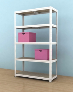 Kovový regál Futur plus 1800x1200x450/5, bílá, 200 kg/pol.
