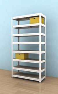 Kovový regál Futur 2100x900x350/8, bílá, 350kg/pol.