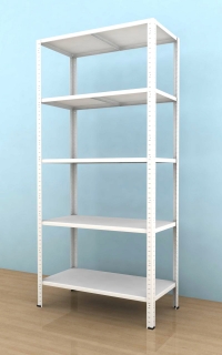 Kovový regál Drumy 2100x900x400/5, 130kg/pol., bílá