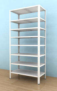 Kovový regál Drumy 2100x900x400/8, 130kg/pol., bílá