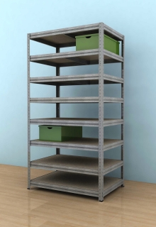 Kovový regál Futur 2100x900x600/8, pozink, 350kg/pol.