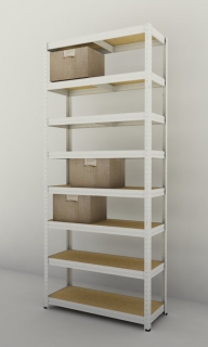 Kovový regál Futur 2700x900x450/8, bílá, 350kg/pol.