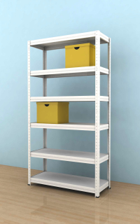 Kovový regál Futur 2000x900x350/6, bílá, 250kg/pol. lamino