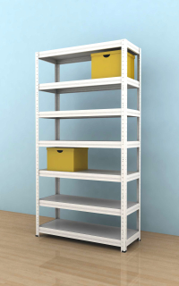 Kovový regál Futur 2000x900x350/7, bílá, 250kg/pol. lamino
